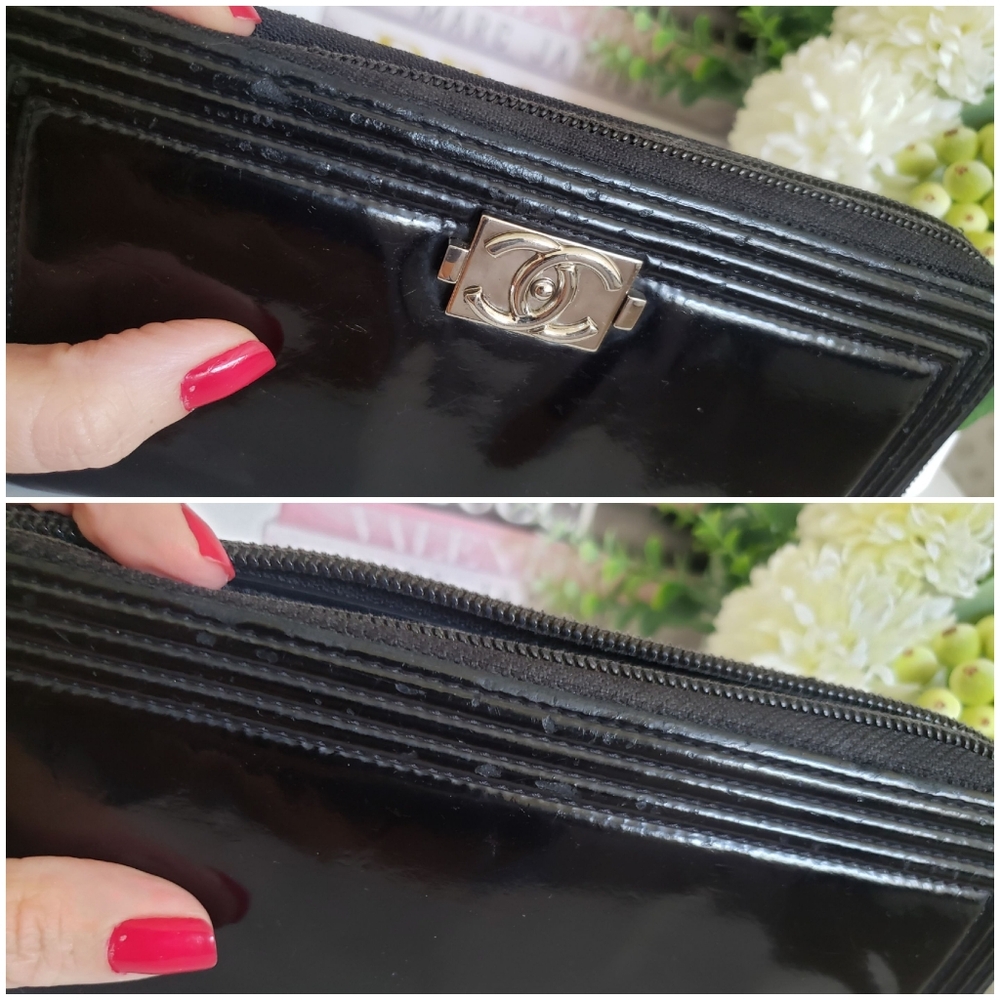 **SOLD** Authentic Pre-owned Chanel Boy Patent Zippy Long Wallet - Picture 11 of 14